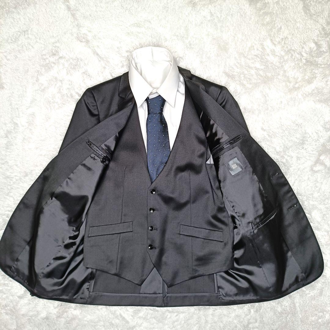 スーツセレクト　ビジネススーツ　セットアップ　スリーピース　ブラック