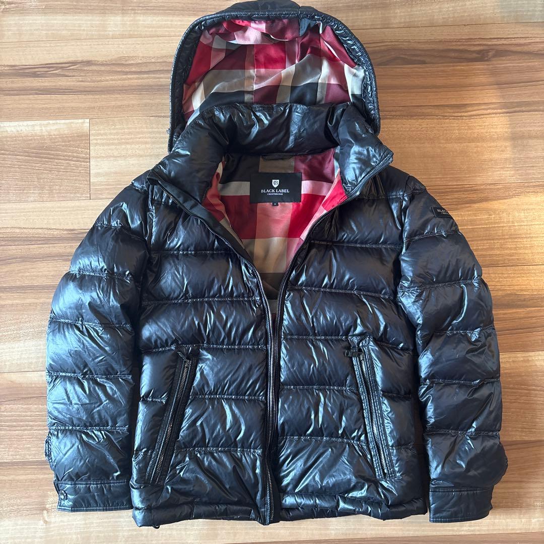 ブラックレーベル　メンズダウンジャケット チェック柄(サイズM)