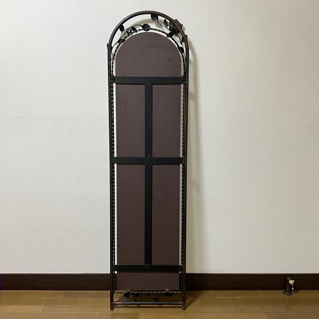 薔薇のアンティークミラー・フラワーデコレーションミラー・鏡・レトロアイアンミラー