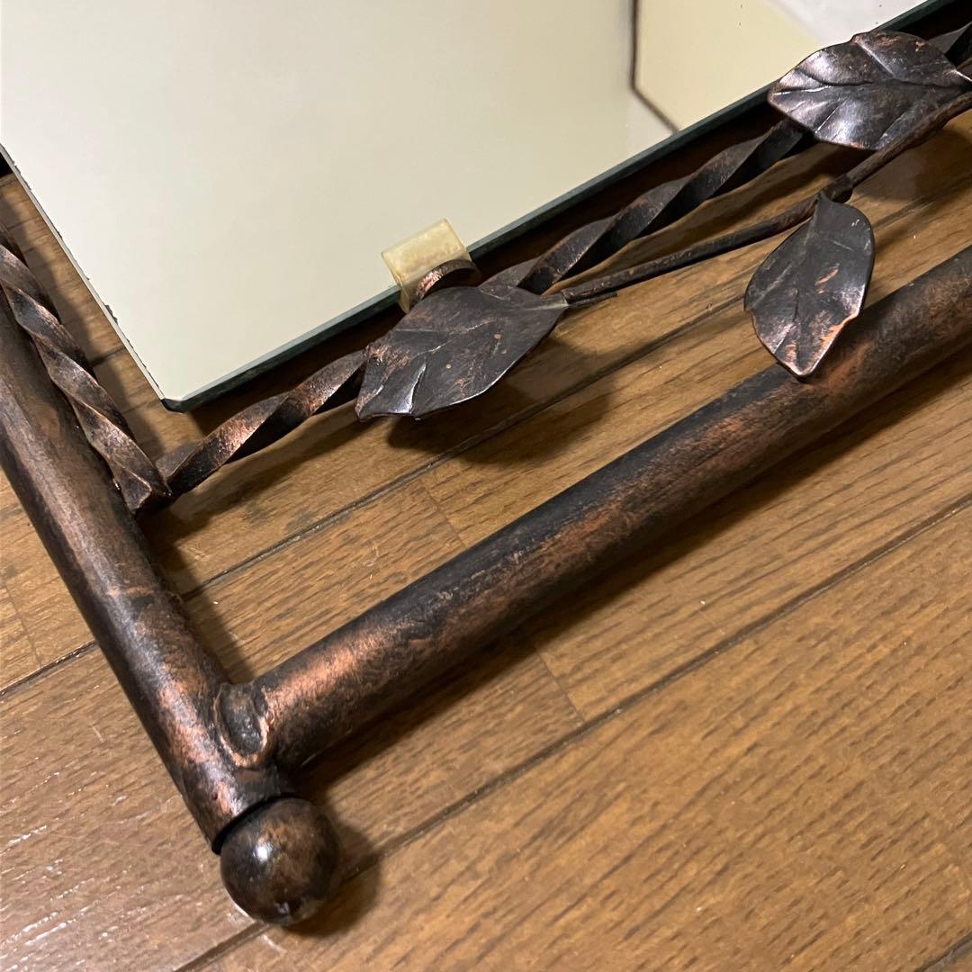 薔薇のアンティークミラー・フラワーデコレーションミラー・鏡・レトロアイアンミラー