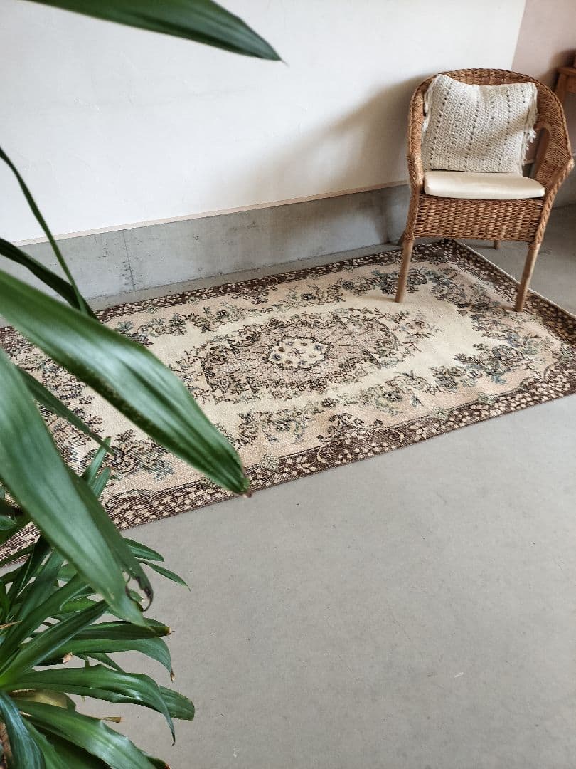 【はるさん専用】クリームとブラウンのトルコラグ　石田ゆり子さん　No.608