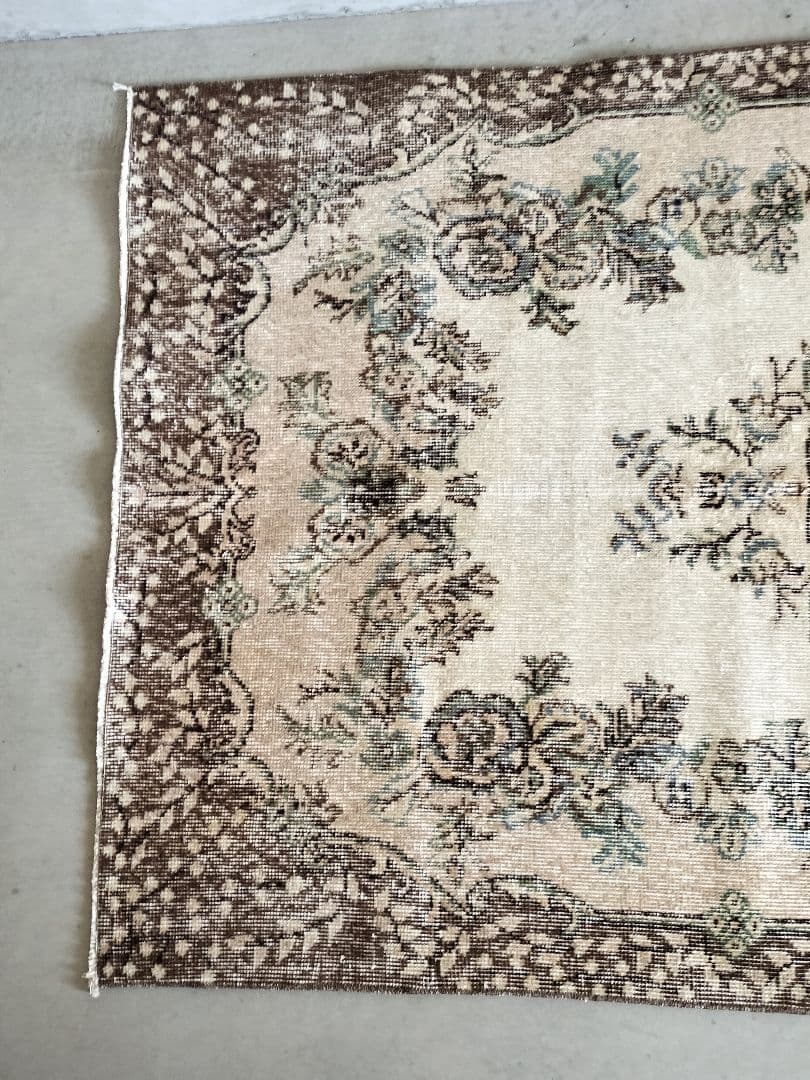 【はるさん専用】クリームとブラウンのトルコラグ　石田ゆり子さん　No.608