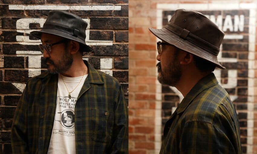 極美品　希少　ミスターファットマン　レザーハット　日本製　RRL　schott