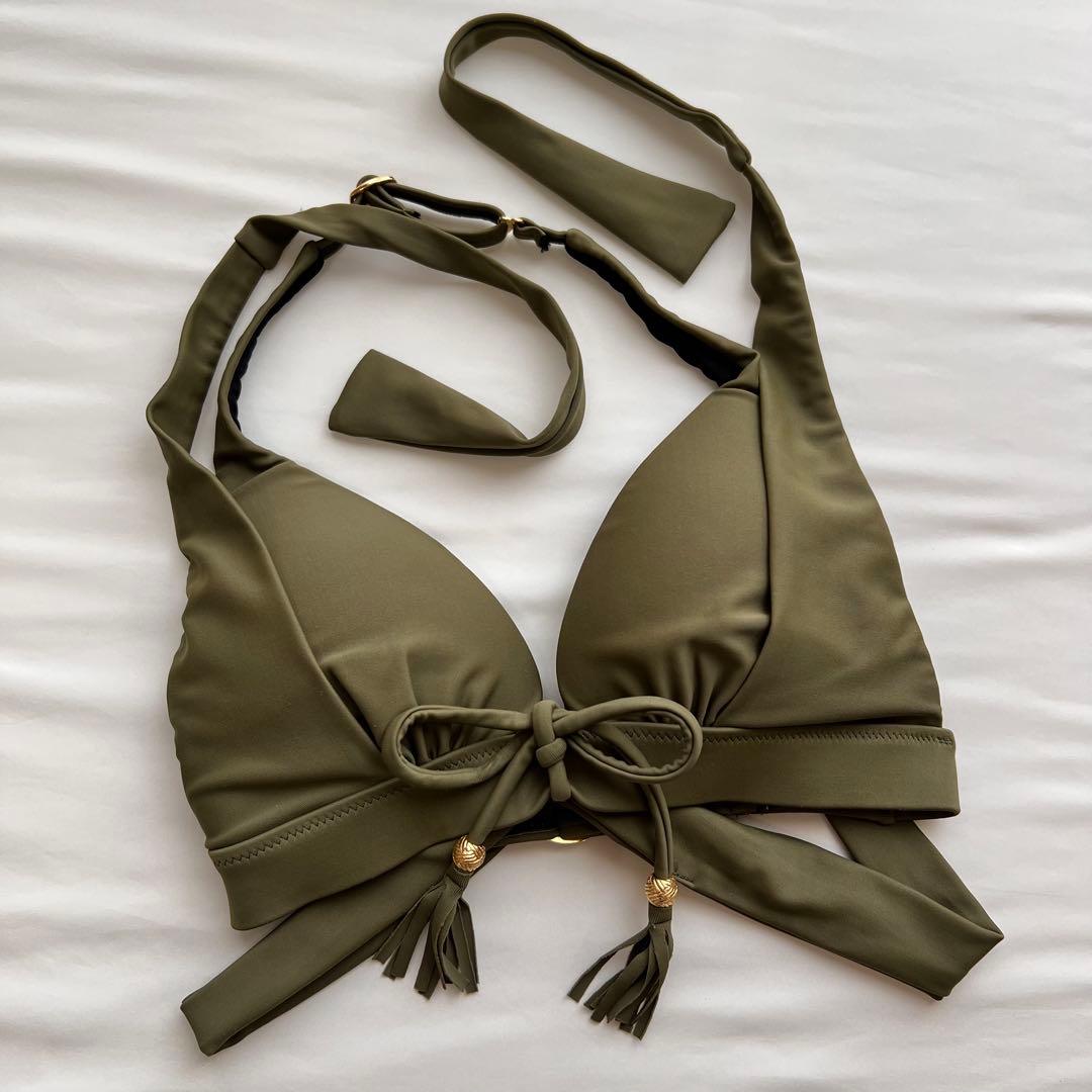 に*ゃ様 衛生面◎ 三愛水着 ナチュラルアップブラ ビキニ エスニック柄 カーキ