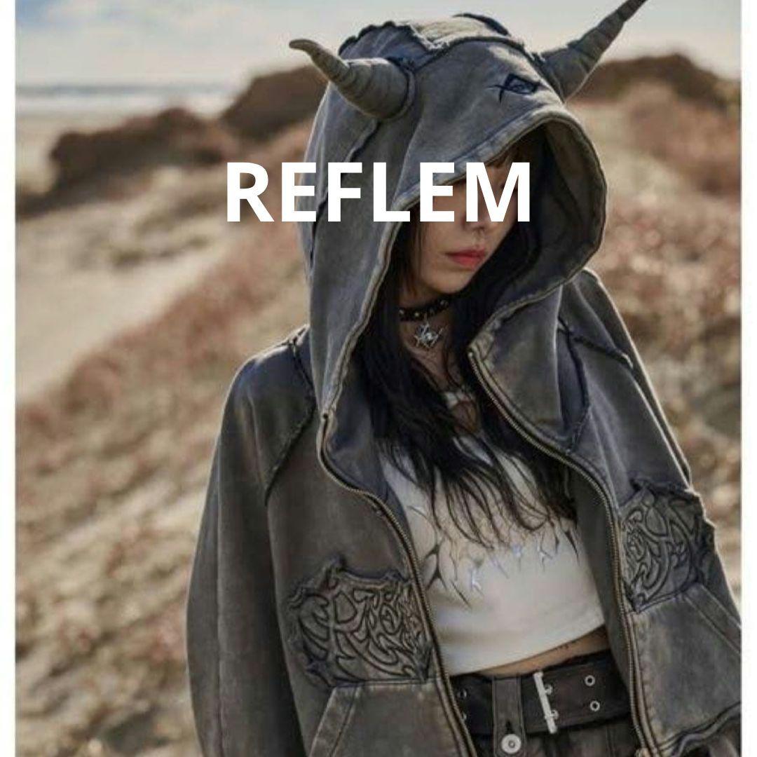 REFLEM レフレム ツノ付きクロップドZIPパーカー ジップアップパーカー