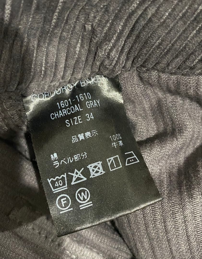 THN SHISHIKUI CORDUROY BAKER / ダークグレイ34