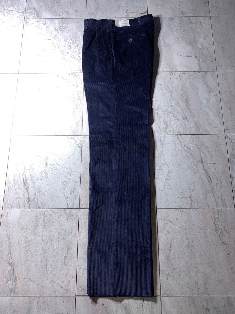 80s ブルックスブラザーズ 2タック 太畝 ワイド コーデュロイパンツ 紺