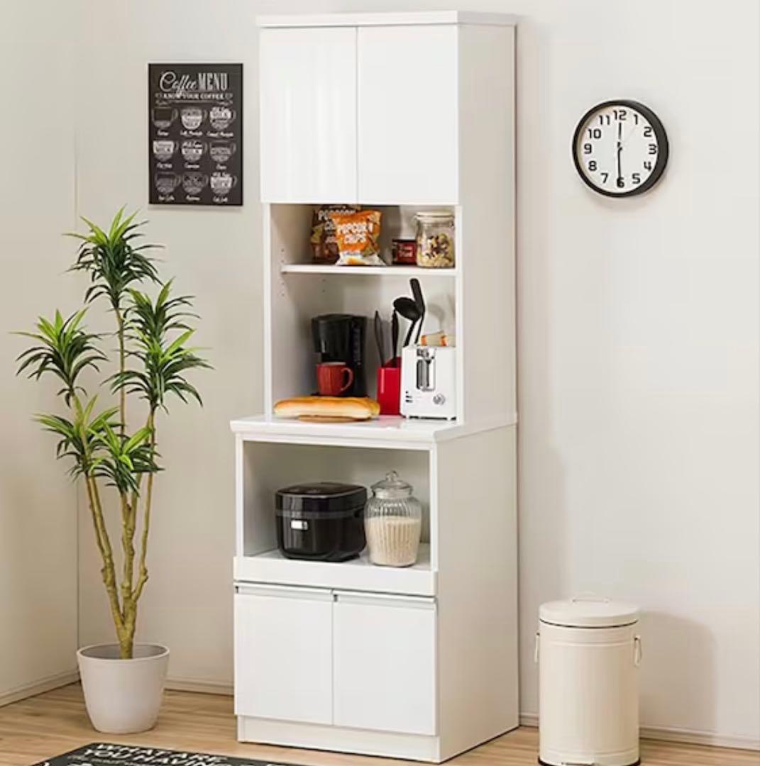 ニトリ　ホワイト レンジボード 高い収納棚