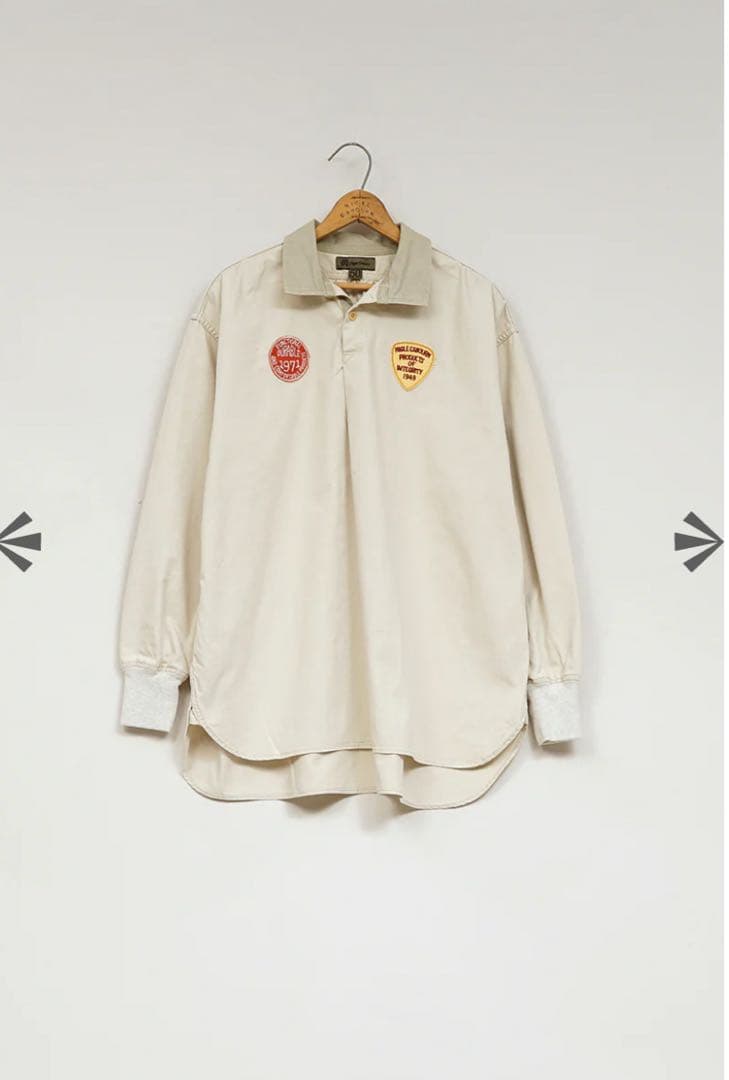 Nigel Cabourn 刺繍ロゴ 長袖ポロシャツ 46