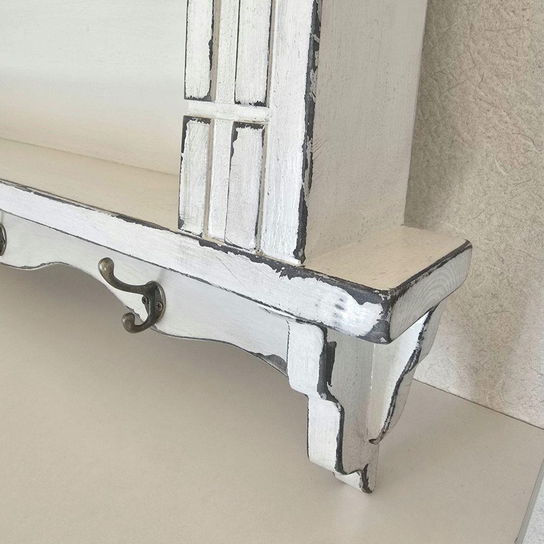 フレンチアンティークシャビー壁掛け シェルフ　ワイド768　モール　ホワイト