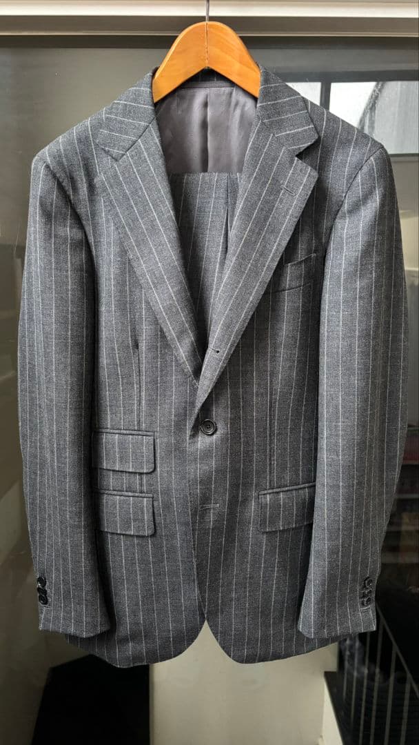 【美品】ビームスエフ Savile Clifford グレー ストライプスーツ