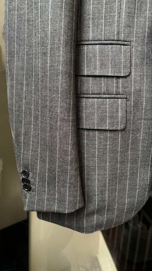 【美品】ビームスエフ Savile Clifford グレー ストライプスーツ