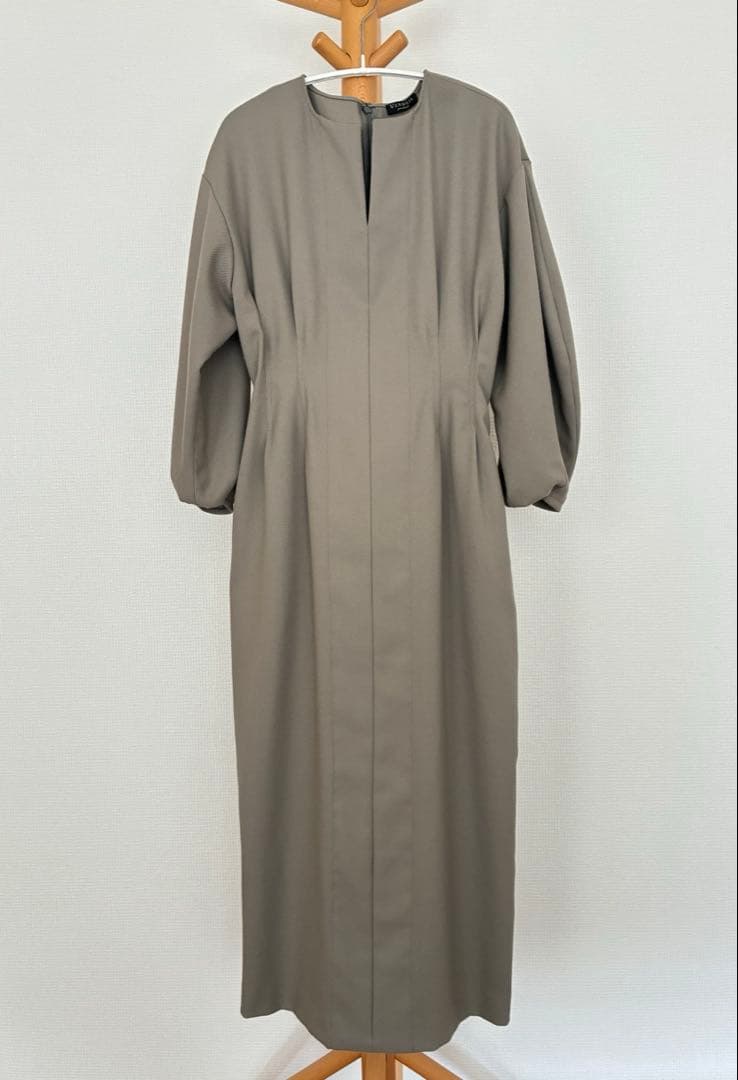 VERMEIL par iena ツイルウエストシェイプワンピース カーキグレー