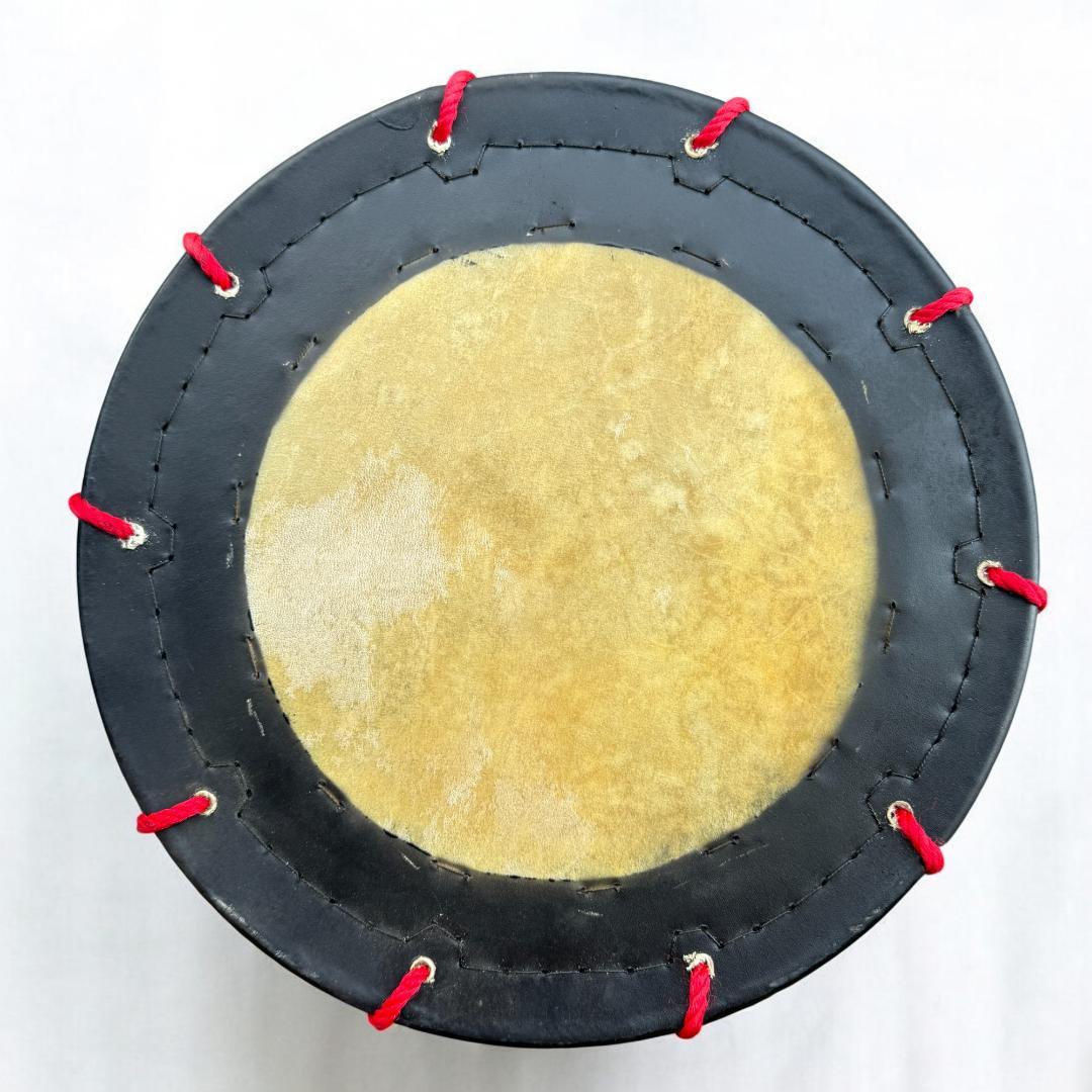 【新品】【蔵出し】締め太鼓 牛 革 和太鼓 バチ付き 台付き 入門用 セット