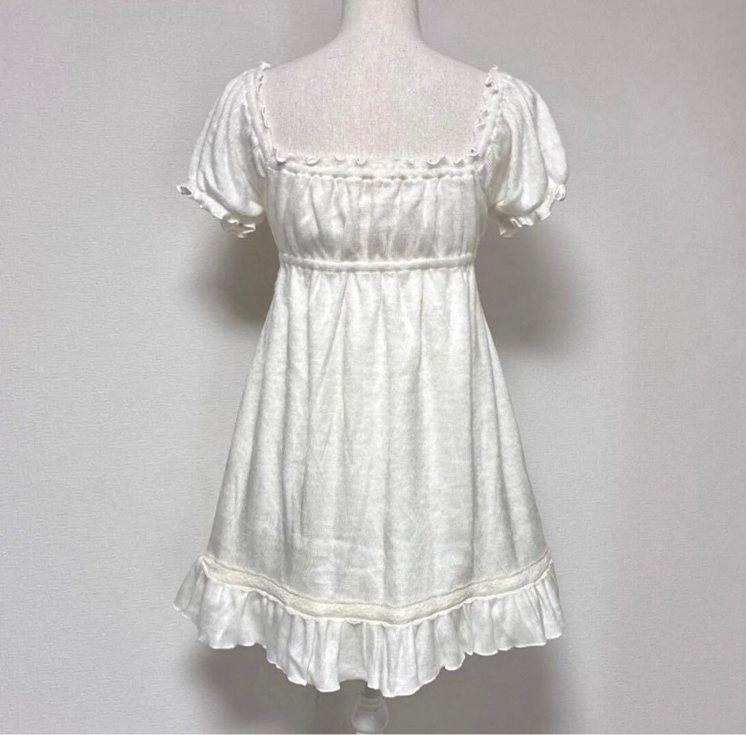 LIZ LISA ビッグリボン　オフショルニットワンピース　パールバタン　フリル