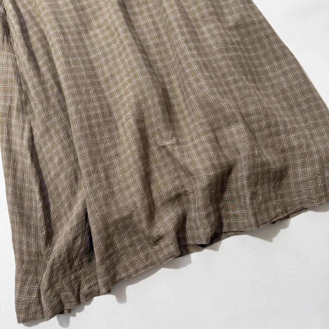 YAECA ヤエカ リネン100% チェックワンピース ロング　日本製　ゆったり