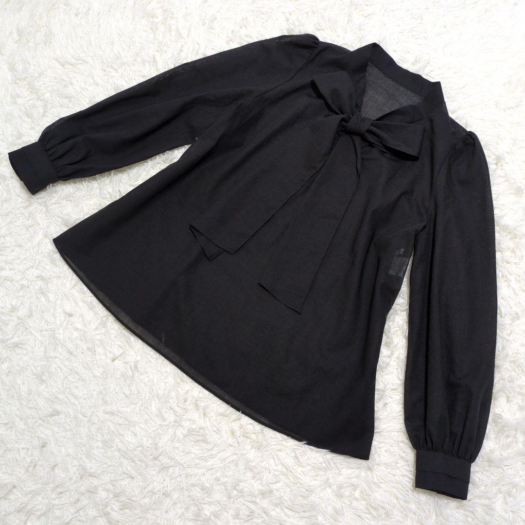 美品【アナイ】ANAYI 黒 ボウタイブラウス 38(M) 透け感 日本製