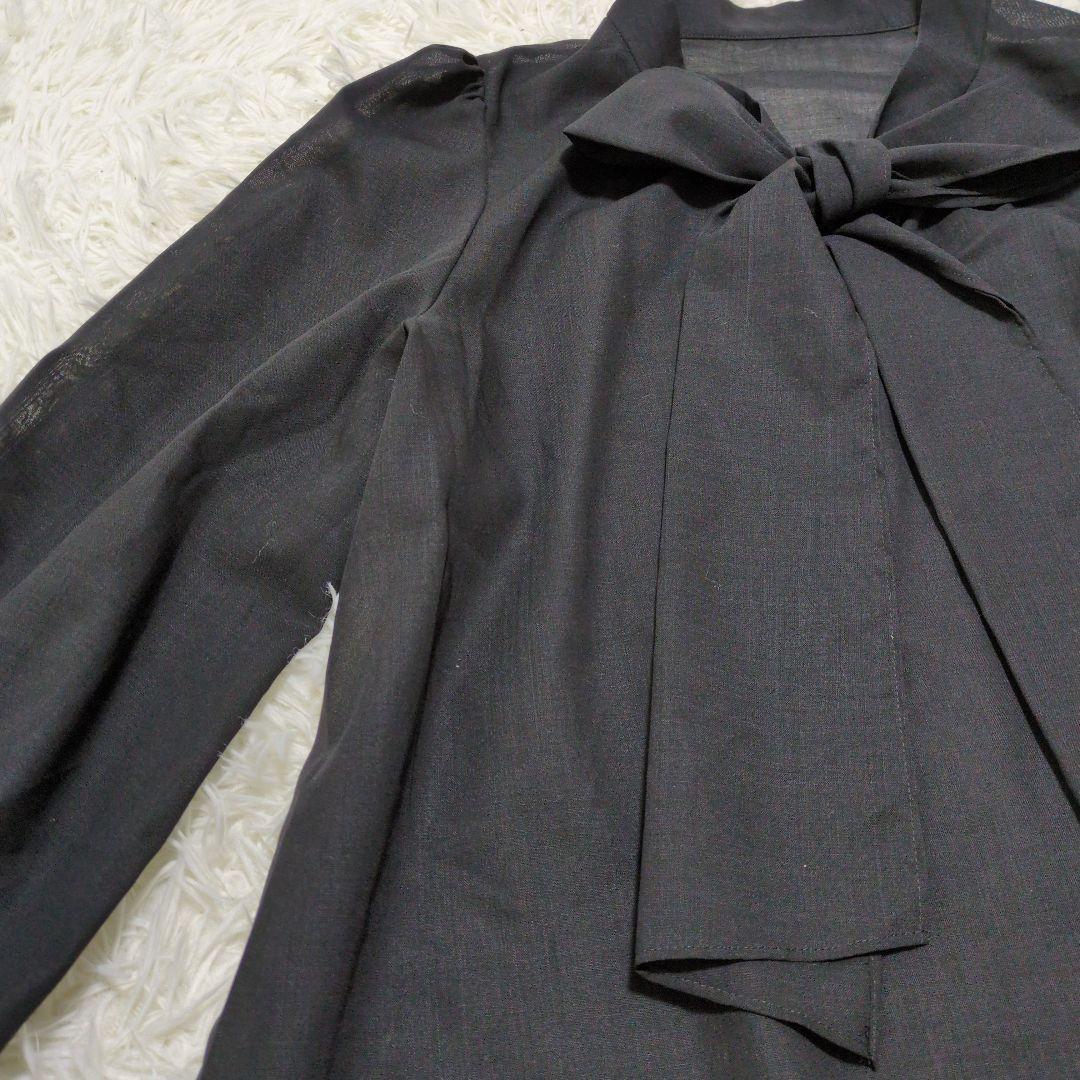 美品【アナイ】ANAYI 黒 ボウタイブラウス 38(M) 透け感 日本製