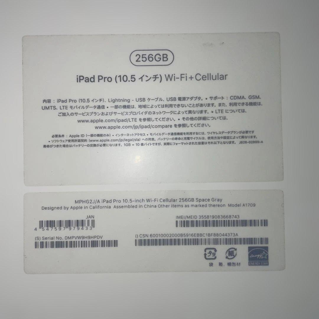 iPad Pro 10.5インチ／256GB（Cellularモデル）