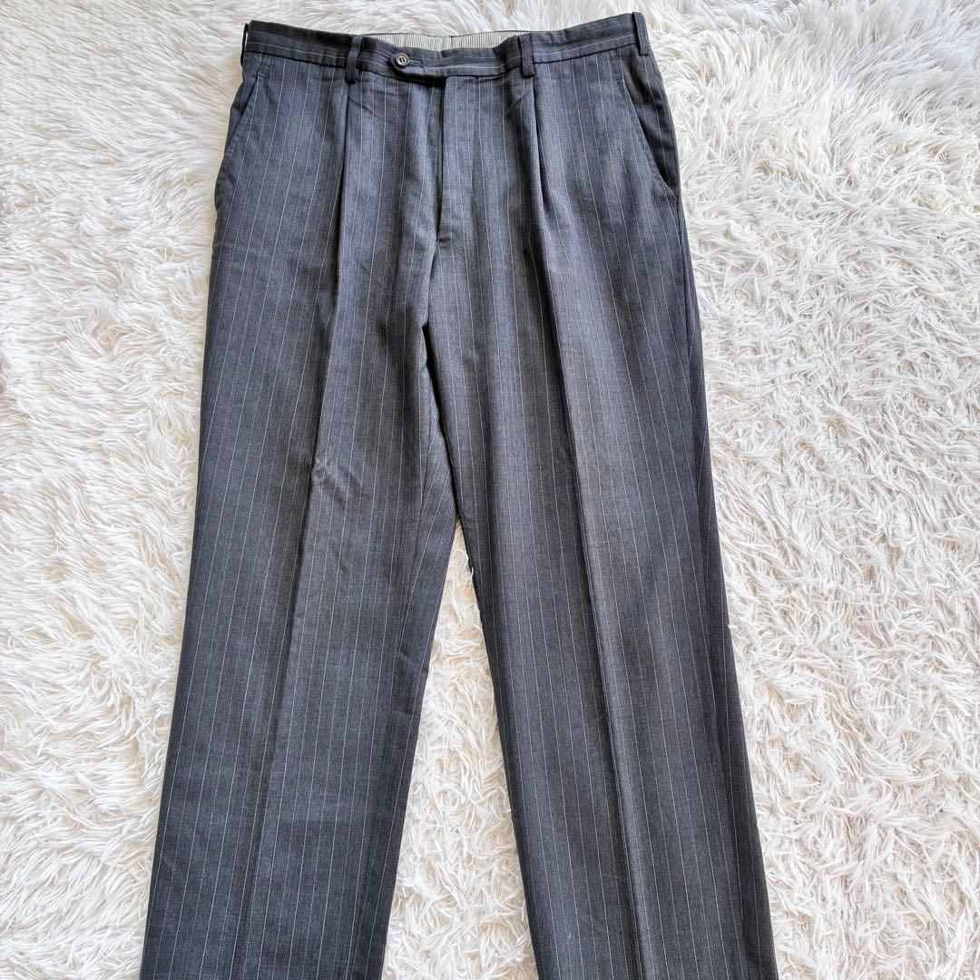 【美品】最高級　ロロピアーナ生地　オーダースーツ　セットアップ　ストライプ