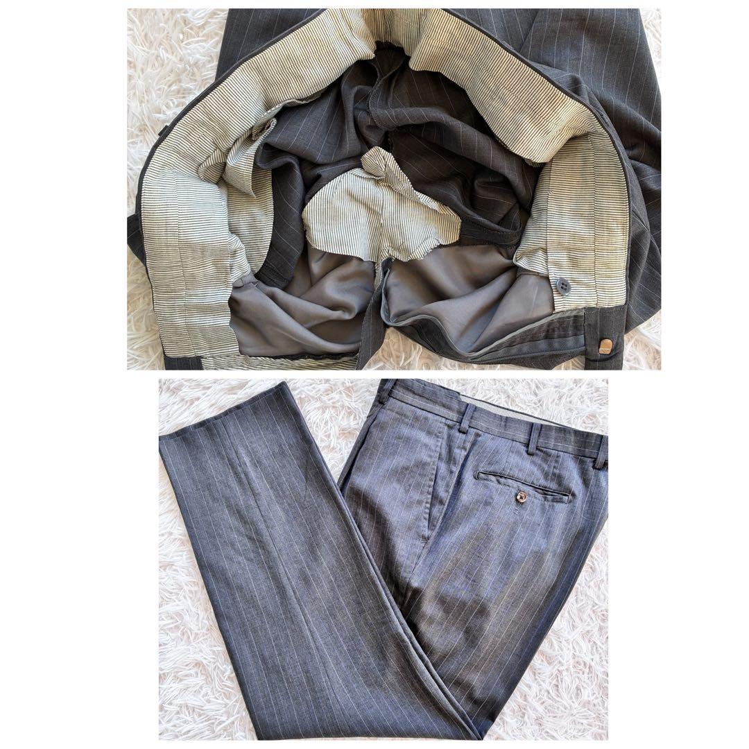 【美品】最高級　ロロピアーナ生地　オーダースーツ　セットアップ　ストライプ