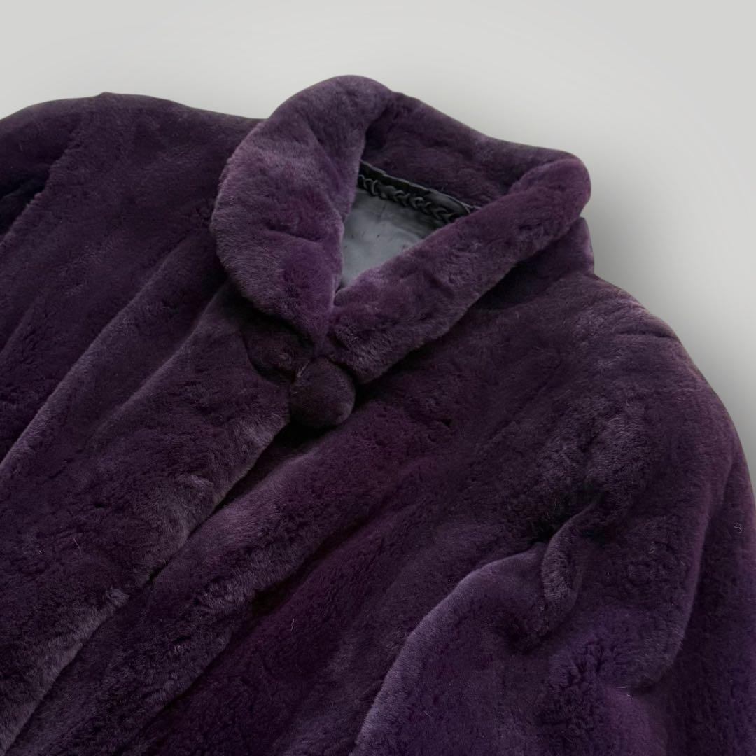 本毛皮☆サガミンク シェアードミンク 銀サガ ふかふか◎ パープル フリーサイズ