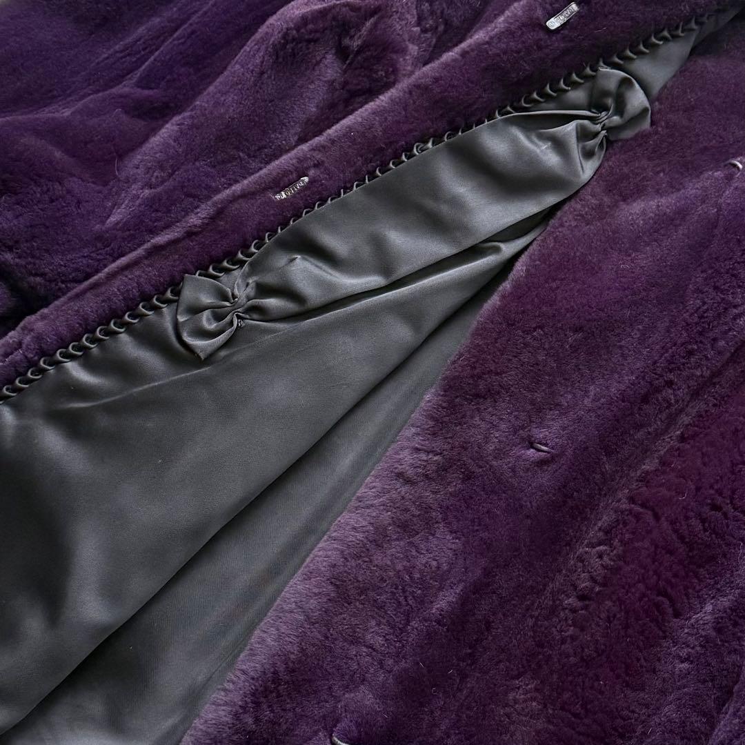 本毛皮☆サガミンク シェアードミンク 銀サガ ふかふか◎ パープル フリーサイズ