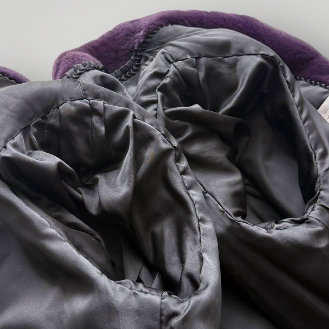 本毛皮☆サガミンク シェアードミンク 銀サガ ふかふか◎ パープル フリーサイズ