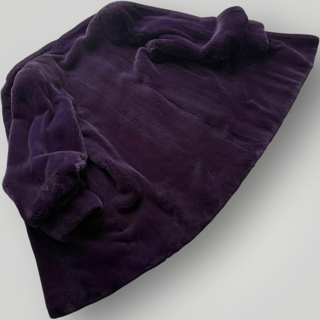 本毛皮☆サガミンク シェアードミンク 銀サガ ふかふか◎ パープル フリーサイズ