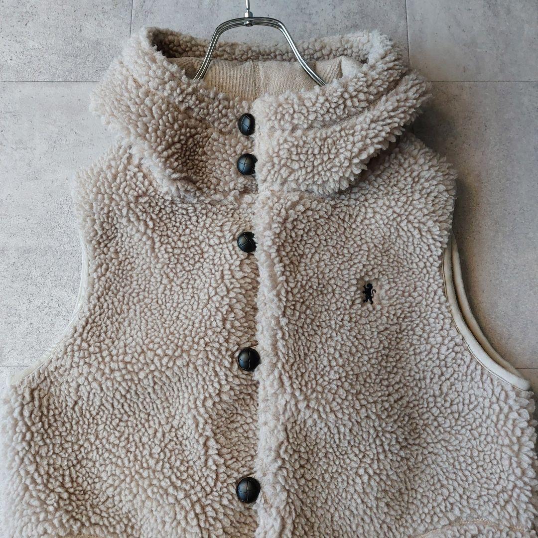 美品 ジムフレックス フーデットボアベスト 14 グレージュ