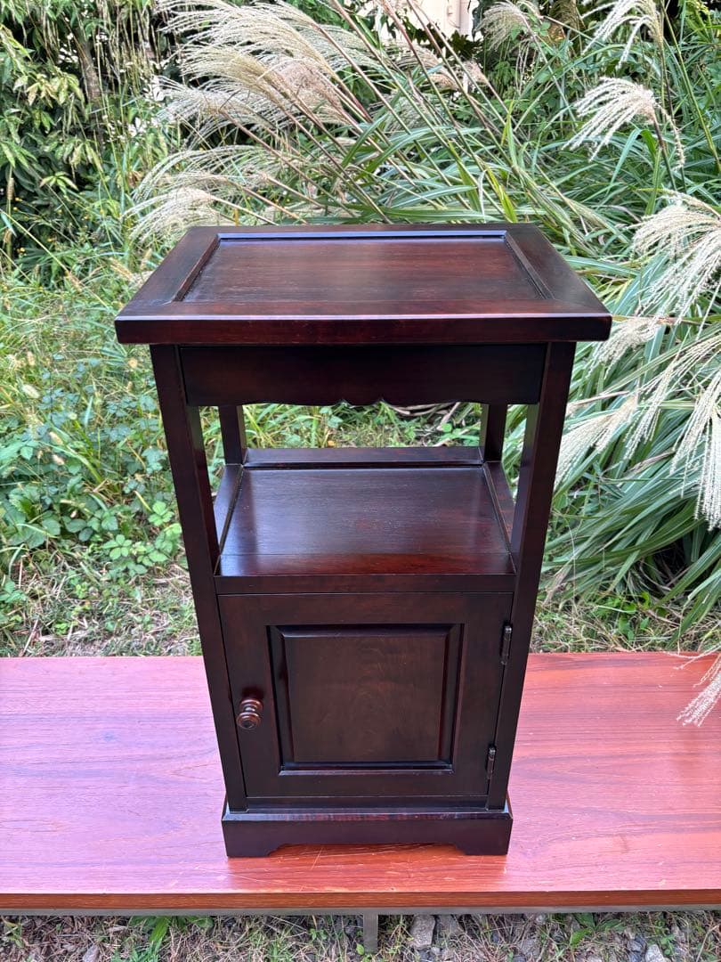 北海道民芸家具 カバ無垢材 電話台 サイドテーブル 飾り台 花台