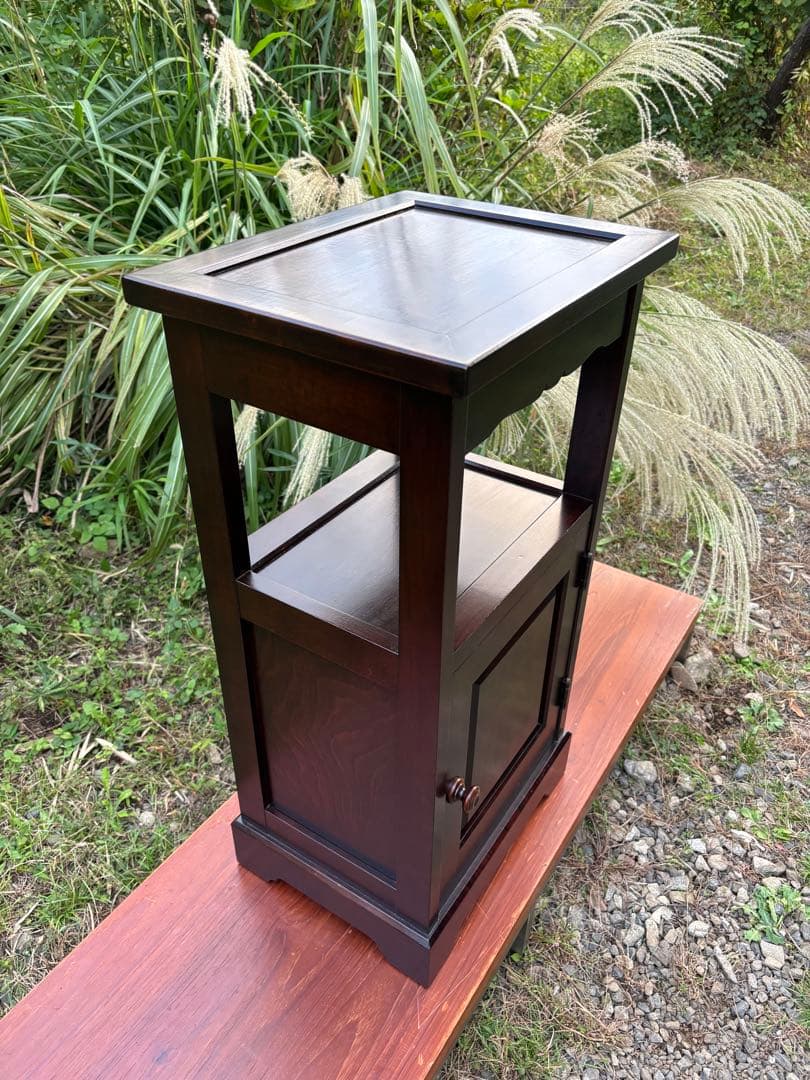 北海道民芸家具 カバ無垢材 電話台 サイドテーブル 飾り台 花台