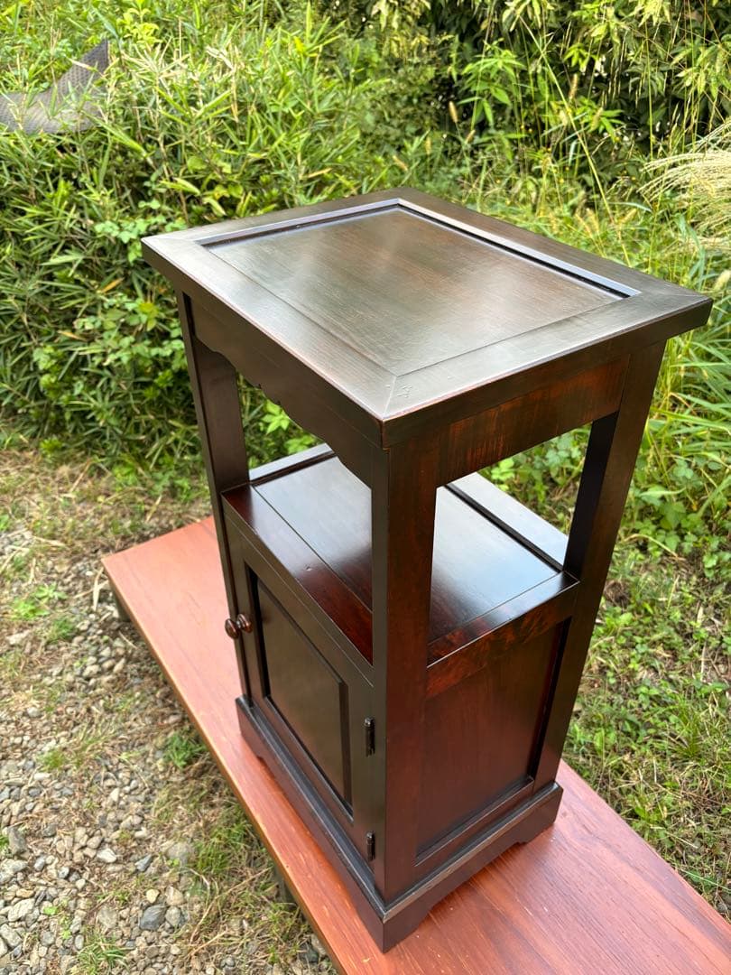 北海道民芸家具 カバ無垢材 電話台 サイドテーブル 飾り台 花台