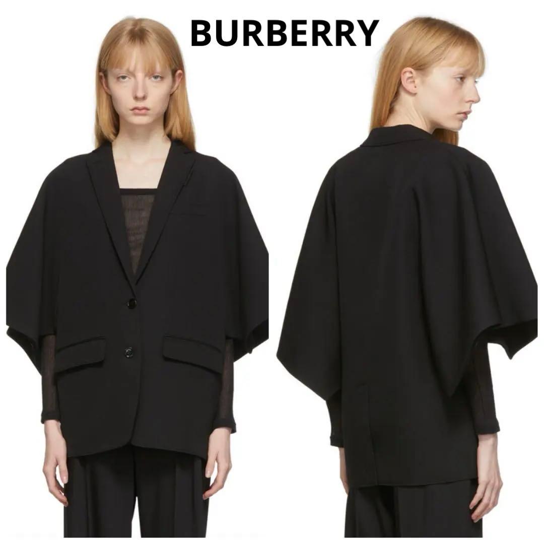 極美品 現行タグ BURBERRY ウール ショートスリーブ ケープ ジャケット