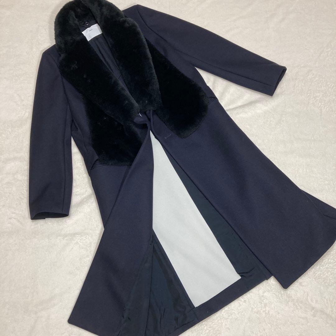 【極美品】TOGA PULLA ポンディングファーコート ネイビー サイズ38