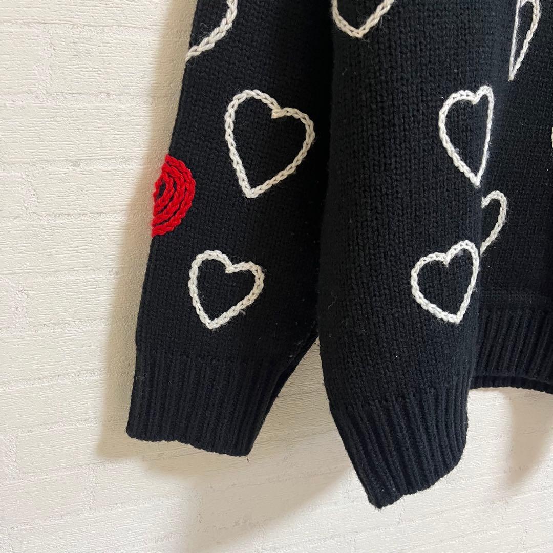 ChahChah ハッピーハートフル ハンドエンブロイダリーニット　男女兼用