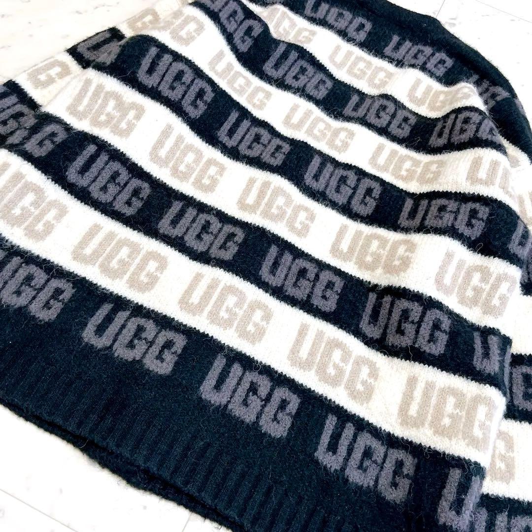希少✨UGG アグ カーディガン グラフィック ロゴ ボーダー モノトーン
