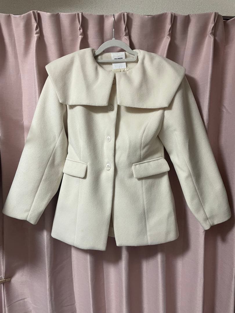 GIUNON ビッグカラーコート アイボリー