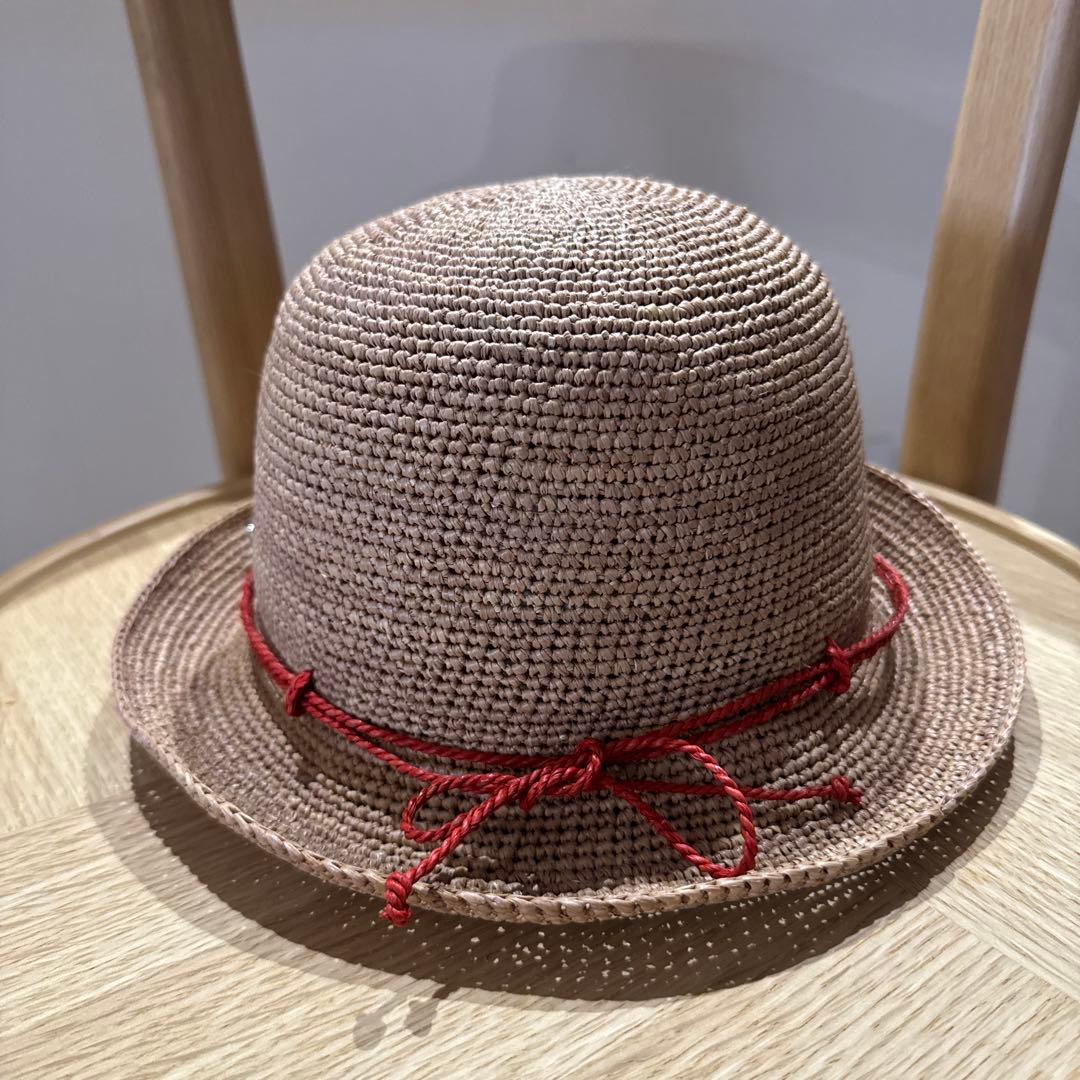 HELEN KAMINSKI VILLA 6 ベージュラフィアハット赤リボン