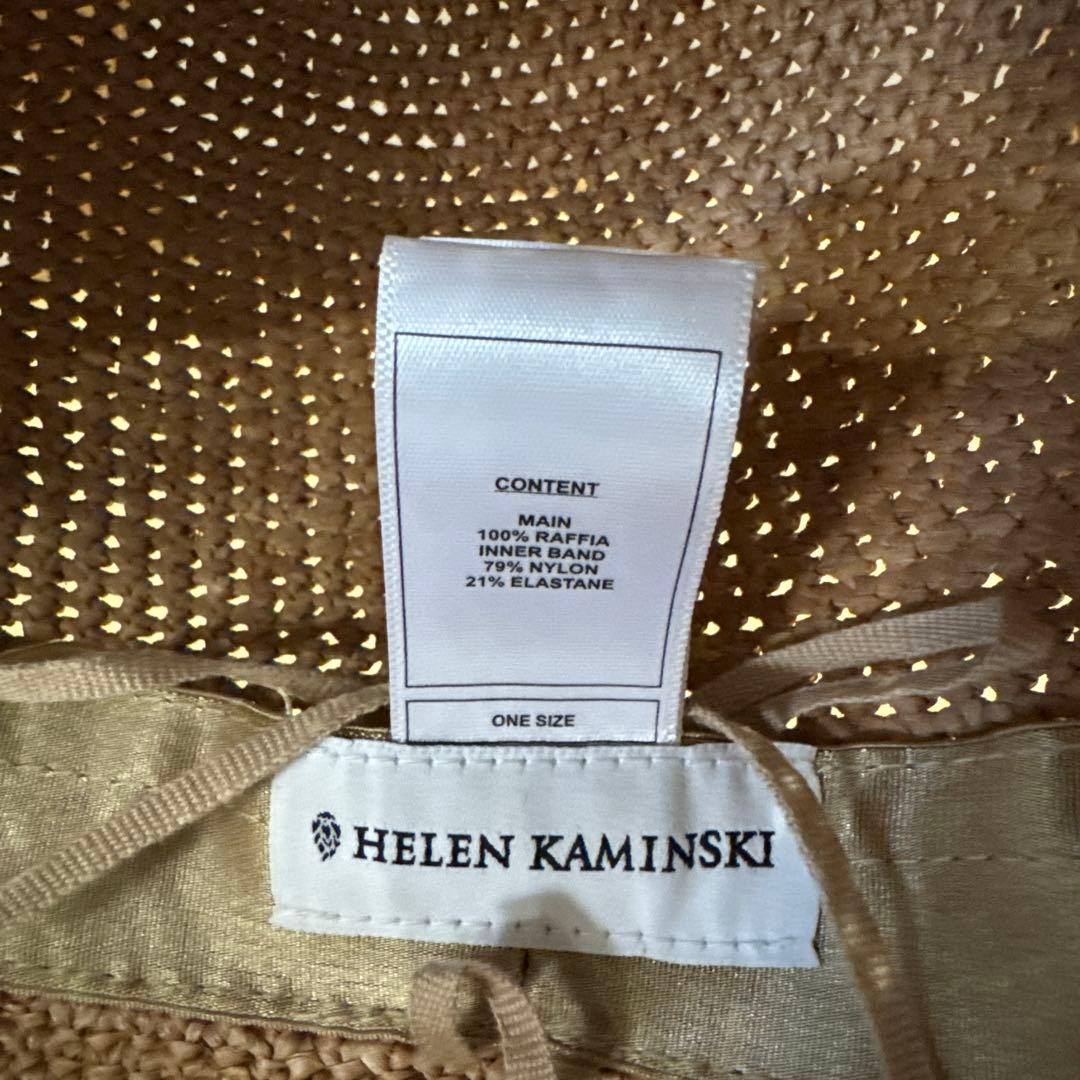 HELEN KAMINSKI VILLA 6 ベージュラフィアハット赤リボン