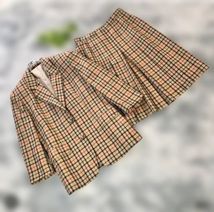 あさか DAKS チェック柄 セットアップ、里麻ブラウン ジャケット