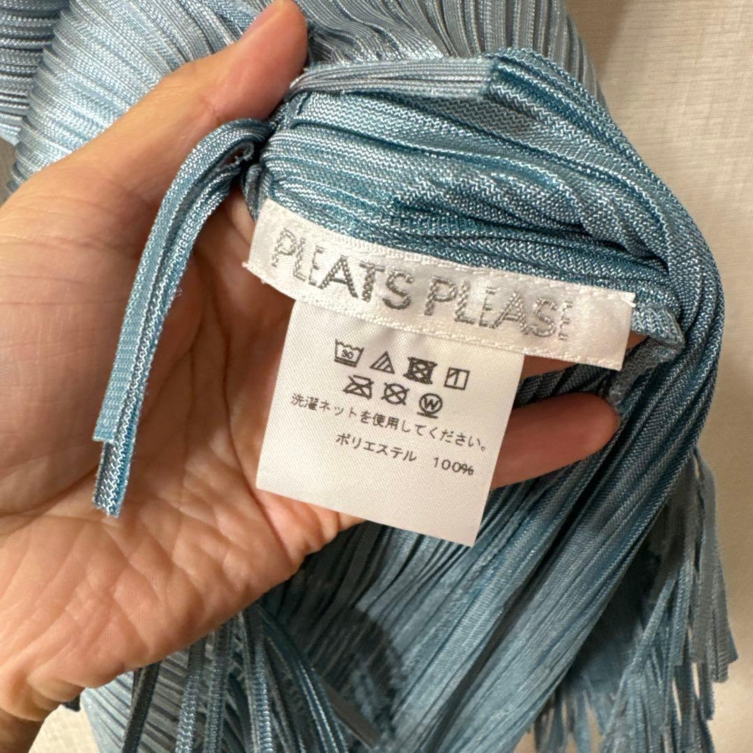 プリーツプリーズ　イッセイミヤケ　フリンジプリーツチュニック　スカイブルー　3