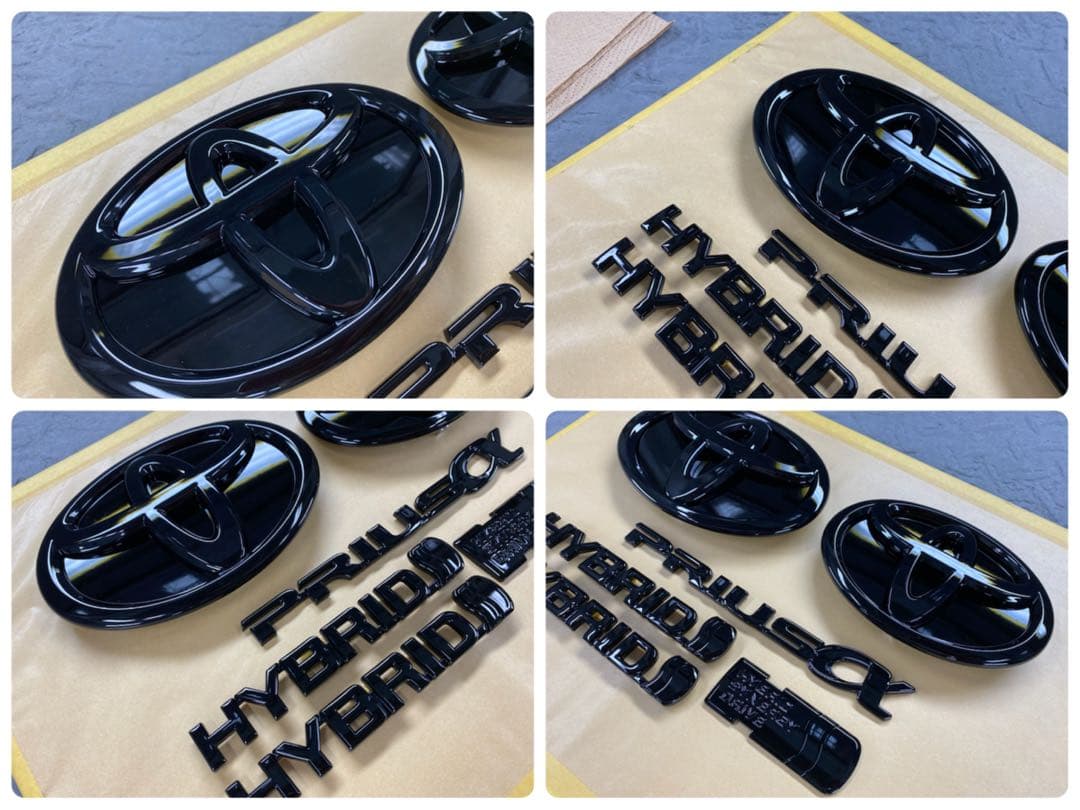 塗装品　40系プリウスα ツヤありフルブラック仕様　エンブレム　6点セット