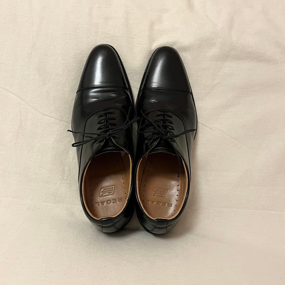 【着用感の少ない美品★人気定番】リーガル革靴★ストレートチップ黒ビジネスブラック