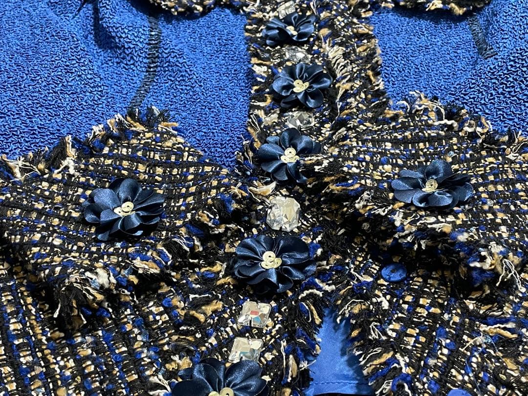 ノコオーノ NOKO OHNO ビジュープリーツツイード ノーカラージャケット