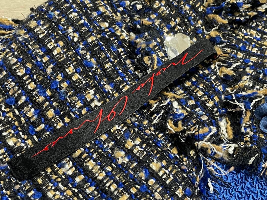 ノコオーノ NOKO OHNO ビジュープリーツツイード ノーカラージャケット