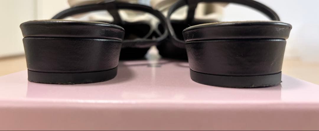 diana ダイアナ　プチリボンミュール　ブラック　アイボリー　Lサイズ