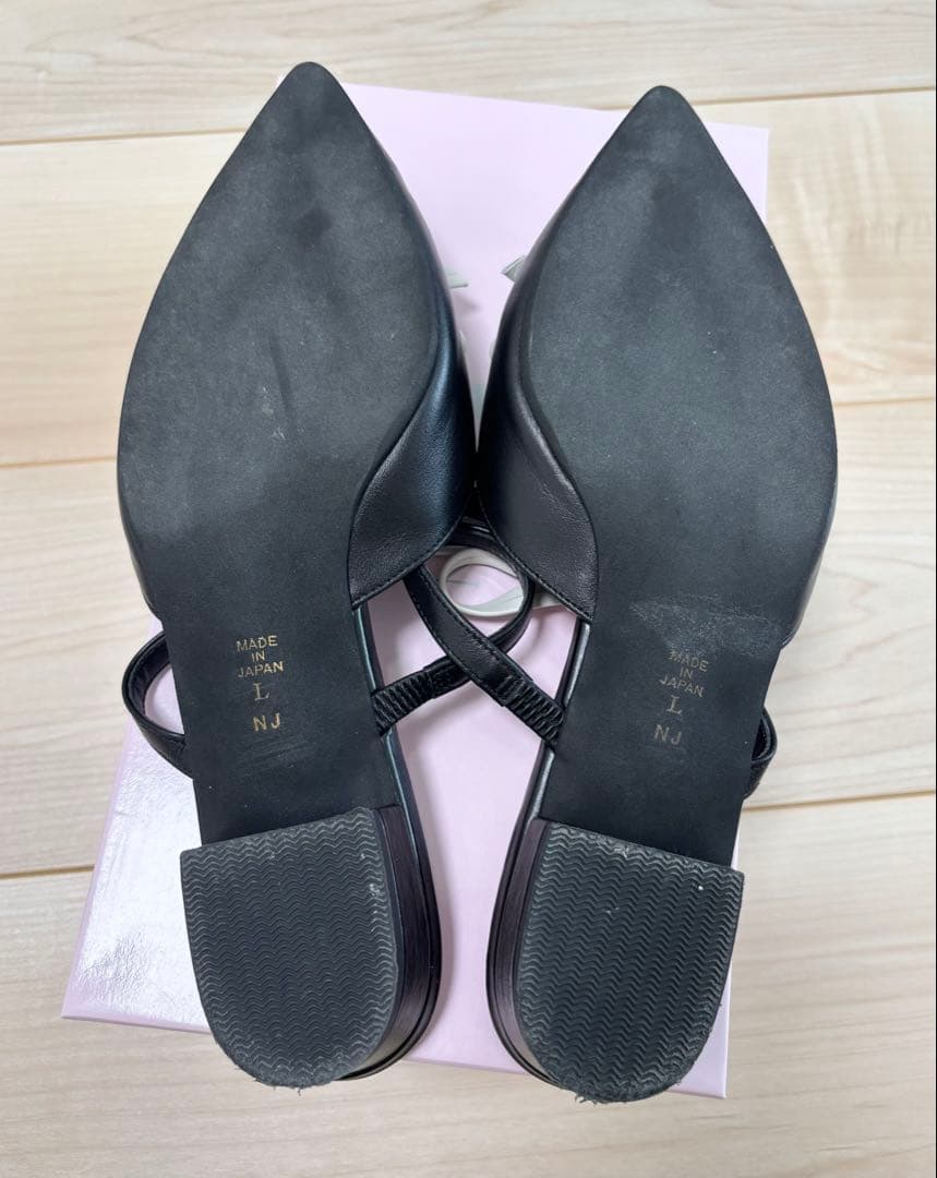 diana ダイアナ　プチリボンミュール　ブラック　アイボリー　Lサイズ