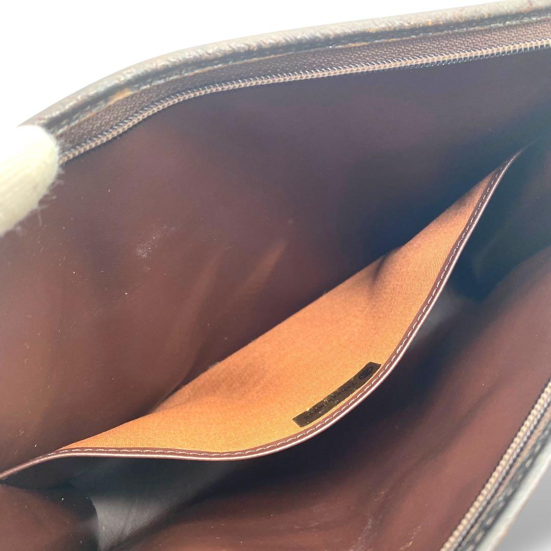 【美品】バーバリー クラッチバッグ ノバチェック キャンバス レザー ブラウン