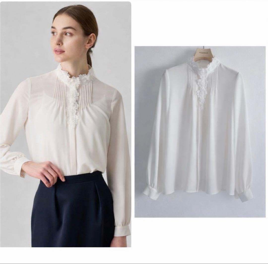 美品ANAYI◾️ホワイトシフォンブラウス